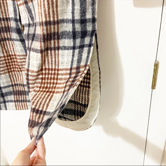 NEW Zara Plaid Check Longline Overshirt Shirt Jacket Shacket Size Small S - Picture 6 of 9